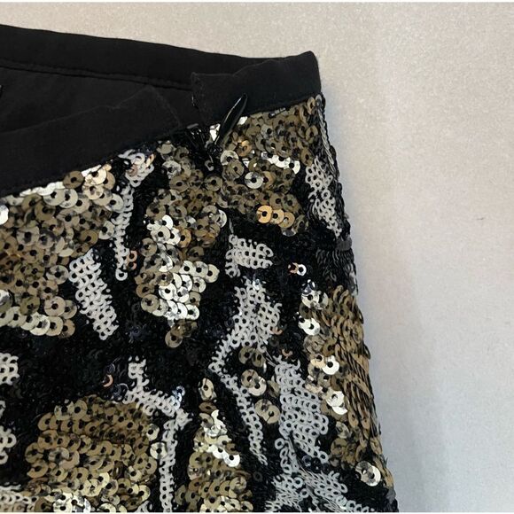 Guess Sequin Embellish Mini Skirt Women Small Multicolor Silver Gold Black - Picture 2 of 7